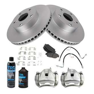 TRQ® - Front Disc Brake Kit with Semi-Metallic Pads, Calipers and Hoses