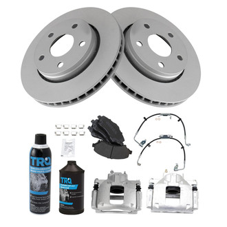 TRQ® - Performance Semi-Metallic Front Brake Kit with Calipers and Hoses