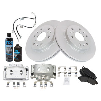TRQ® - Front Disc Brake Kit with Semi-Metallic Pads, Calipers and Hoses