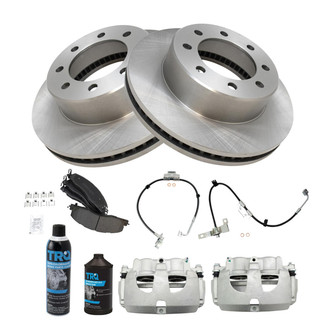 TRQ® - Front Disc Brake Kit with Semi-Metallic Pads, Calipers and Hoses