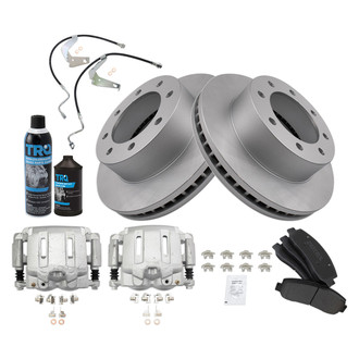 TRQ® - Front Disc Brake Kit with Semi-Metallic Pads, Calipers and Hoses
