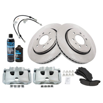 TRQ® - Performance Semi-Metallic Front Brake Kit with Calipers and Hoses