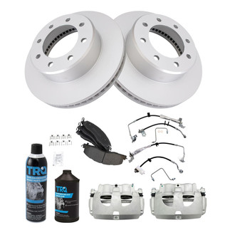 TRQ® - Front Disc Brake Kit with Semi-Metallic Pads, Calipers and Hoses