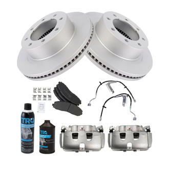 TRQ® - Front Disc Brake Kit with Semi-Metallic Pads, Calipers and Hoses