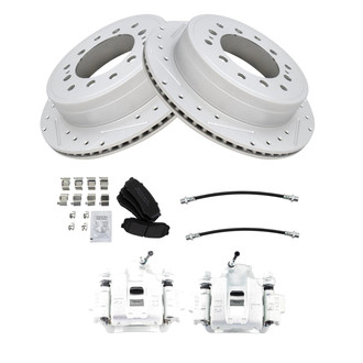 TRQ® - Performance Semi-Metallic Rear Brake Kit with Calipers and Hoses