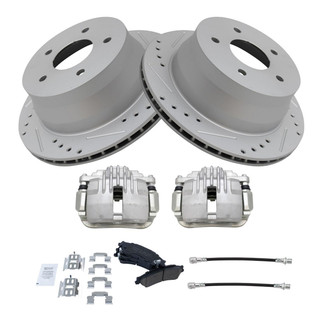 TRQ® - Performance Ceramic Rear Brake Kit with Calipers and Hoses