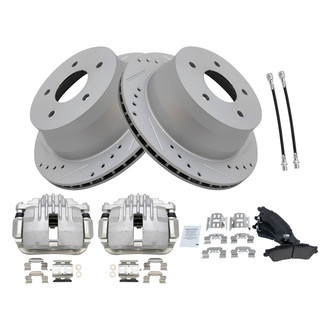 TRQ® - Performance Semi-Metallic Rear Brake Kit with Calipers and Hoses