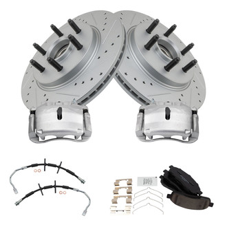 TRQ® - Performance Ceramic Front Brake Kit with Calipers and Hoses