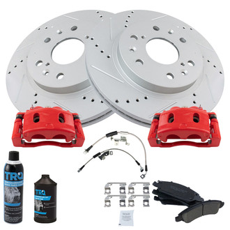 TRQ® - Performance Ceramic Front Brake Kit with Calipers and Hoses