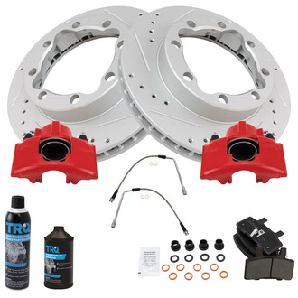 TRQ® - Performance Semi-Metallic Front Brake Kit with Calipers and Hoses