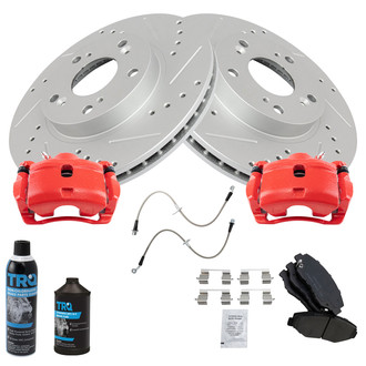 TRQ® - Performance Ceramic Front Brake Kit with Calipers and Hoses