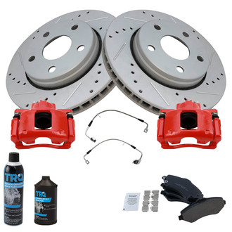 TRQ® - Performance Ceramic Front Brake Kit with Calipers and Hoses