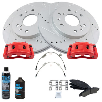 TRQ® - Performance Ceramic Front Brake Kit with Calipers and Hoses