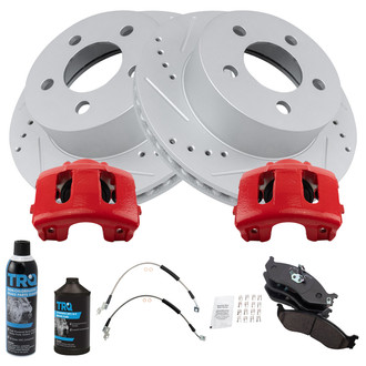 TRQ® - Performance Ceramic Front Brake Kit with Calipers and Hoses