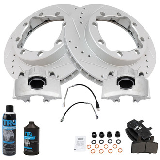TRQ® - Performance Semi-Metallic Front Brake Kit with Calipers and Hoses