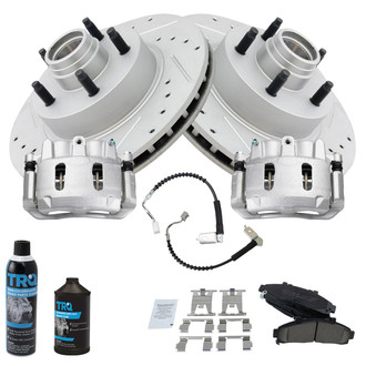 TRQ® - Performance Ceramic Front Brake Kit with Calipers and Hoses