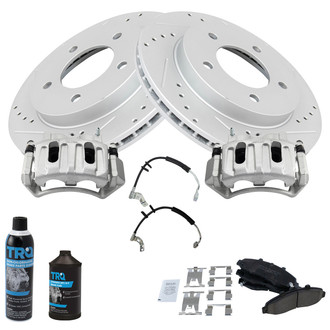 TRQ® - Performance Ceramic Front Brake Kit with Calipers and Hoses