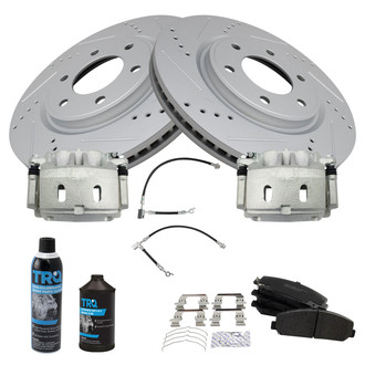 TRQ® - Performance Semi-Metallic Front Brake Kit with Calipers and Hoses