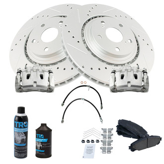 TRQ® - Performance Ceramic Front Brake Kit with Calipers and Hoses