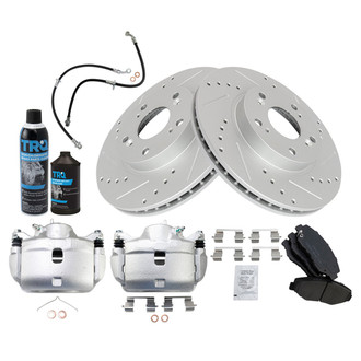 TRQ® - Performance Ceramic Front Brake Kit with Calipers and Hoses