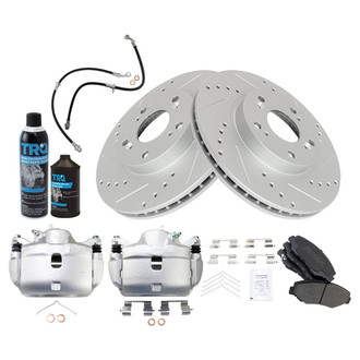 TRQ® - Performance Semi-Metallic Front Brake Kit with Calipers and Hoses