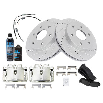TRQ® - Performance Ceramic Front Brake Kit with Calipers and Hoses