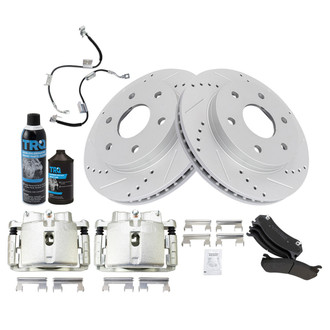 TRQ® - Performance Semi-Metallic Front Brake Kit with Calipers and Hoses