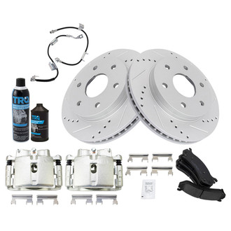 TRQ® - Performance Ceramic Front Brake Kit with Calipers and Hoses