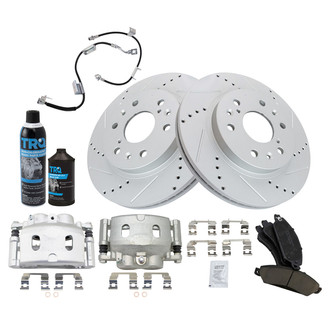 TRQ® - Performance Ceramic Front Brake Kit with Calipers and Hoses
