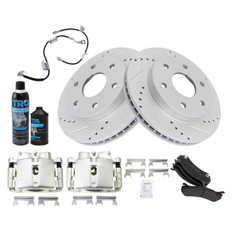 TRQ® - Performance Semi-Metallic Front Brake Kit with Calipers and Hoses