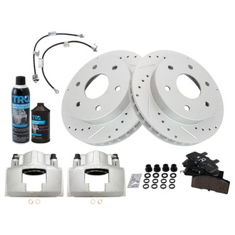 TRQ® - Performance Ceramic Front Brake Kit with Calipers and Hoses
