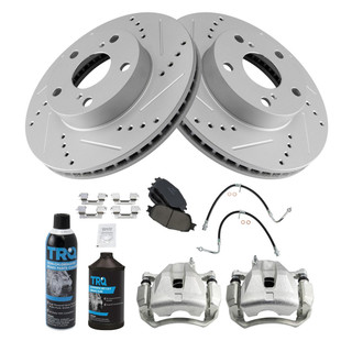 TRQ® - Performance Ceramic Front Brake Kit with Calipers and Hoses