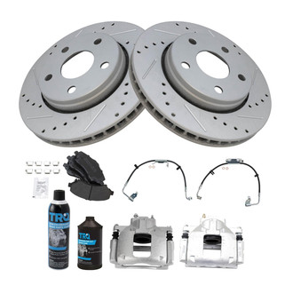 TRQ® - Performance Semi-Metallic Front Brake Kit with Calipers and Hoses