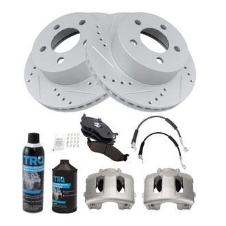TRQ® - Performance Ceramic Front Brake Kit with Calipers and Hoses