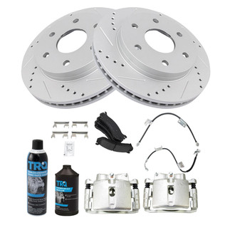 TRQ® - Performance Ceramic Front Brake Kit with Calipers and Hoses
