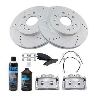 TRQ® - Performance Ceramic Front Brake Kit with Calipers and Hoses