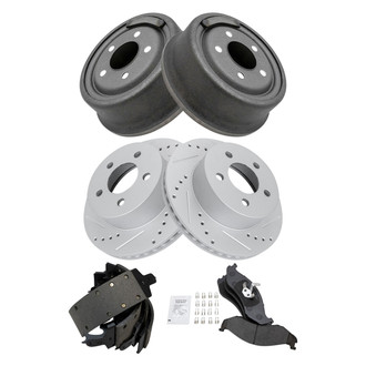 TRQ® - Performance Semi-Metallic Front and Rear Brake Kit with Drum and Shoes