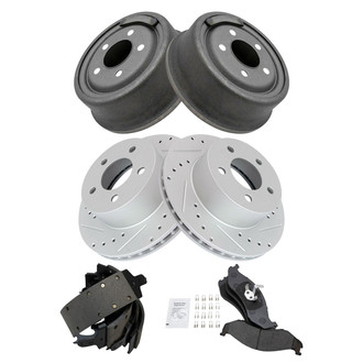 TRQ® - Performance Semi-Metallic Front and Rear Brake Kit with Drum and Shoes
