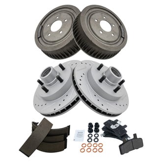 TRQ® - Performance Semi-Metallic Front and Rear Brake Kit with Drum and Shoes