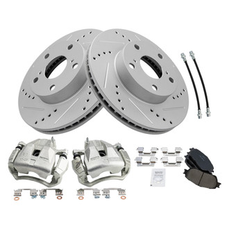 TRQ® - Performance Ceramic Front Brake Kit with Calipers and Hoses