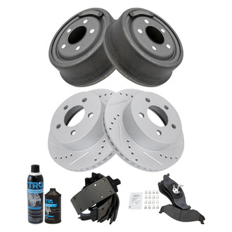 TRQ® - Performance Semi-Metallic Front and Rear Brake Kit with Drum and Shoes