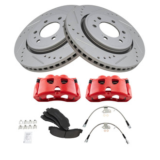 TRQ® - Performance Semi-Metallic Front Brake Kit with Calipers and Hoses