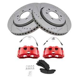 TRQ® - Performance Semi-Metallic Front Brake Kit with Calipers and Hoses