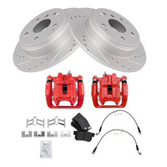 TRQ® - Performance Semi-Metallic Rear Brake Kit with Calipers and Hoses