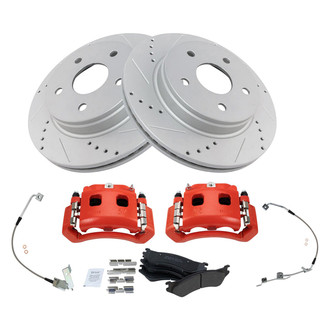 TRQ® - Performance Semi-Metallic Front Brake Kit with Calipers and Hoses