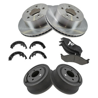 TRQ® - Front and Rear Disc and Drum Brake Kit with Ceramic Pads