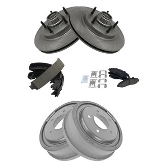 TRQ® - Front and Rear Disc and Drum Brake Kit with Ceramic Pads