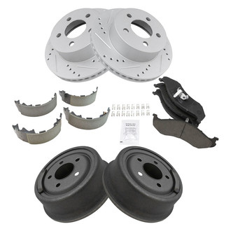 TRQ® - Performance Ceramic Front and Rear Brake Kit with Drum and Shoes