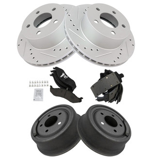 TRQ® - Performance Ceramic Front and Rear Brake Kit with Drum and Shoes