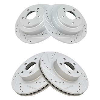 TRQ® - Performance Cross Drilled and Slotted Front and Rear Disc Brake Rotors
